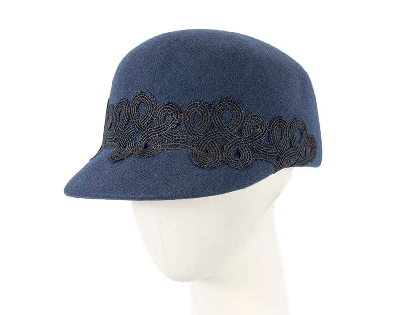 Cupids Millinery Women's Hat Navy Large navy felt cap