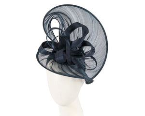 Cupids Millinery Women's Hat Navy Large navy silk abaca heart fascinator