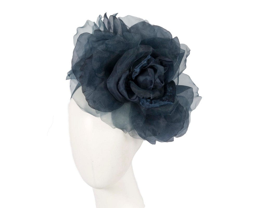 Cupids Millinery Women's Hat Navy Large navy silk flower fascinator by Fillies Collection