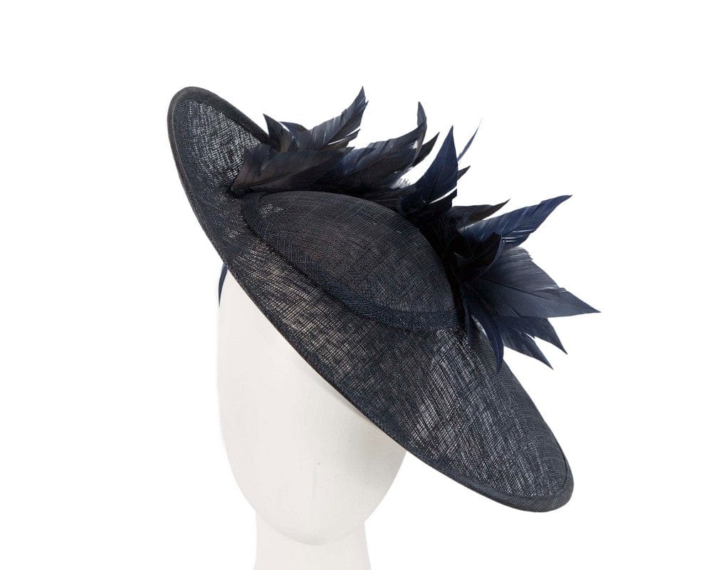 Cupids Millinery Women's Hat Navy Large navy sinamay fascinator hat by Max Alexander