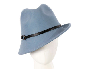 Cupids Millinery Women's Hat Navy Light blue felt trilby hat by Max Alexander