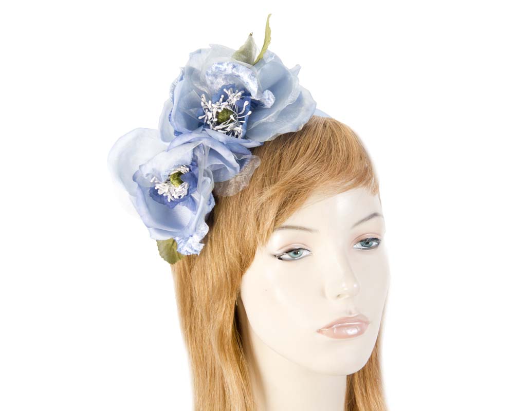 Cupids Millinery Women's Hat Navy Light blue silk flower crown