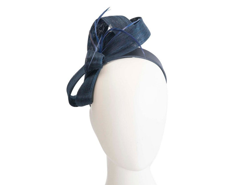 Cupids Millinery Women's Hat Navy Navy abaca loops and feathers racing fascinator by Fillies Collection