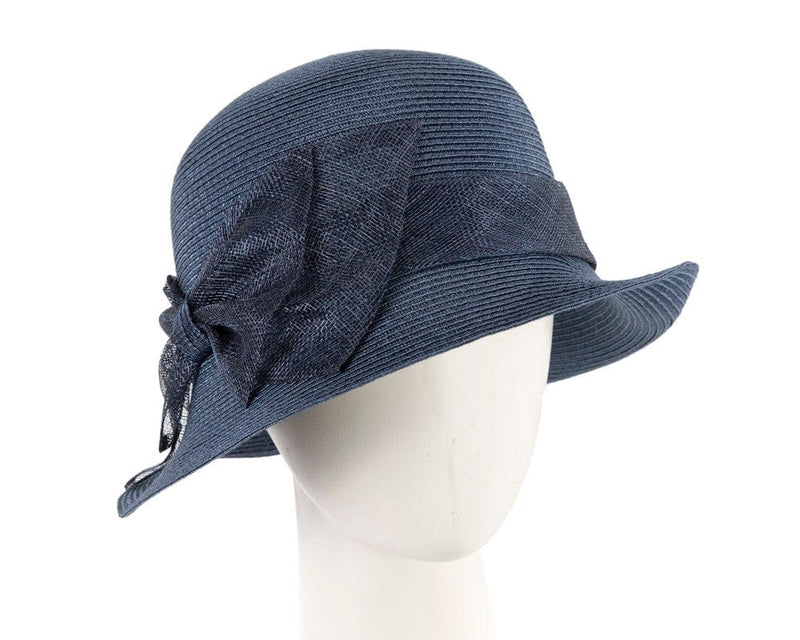 Cupids Millinery Women's Hat Navy Navy cloche hat with bow by Max Alexander