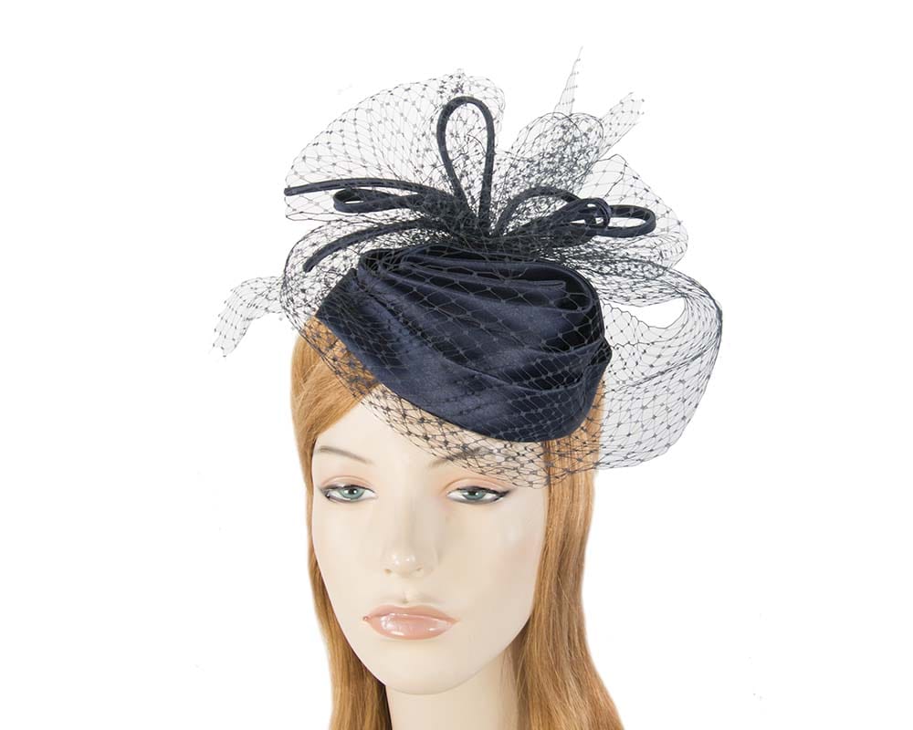 Cupids Millinery Women's Hat Navy Navy Cocktail Headpiece with veil