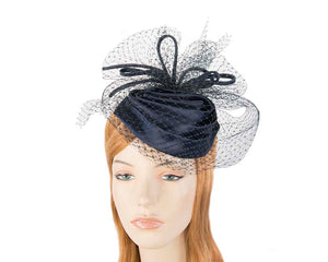 Cupids Millinery Women's Hat Navy Navy Cocktail Headpiece with veil