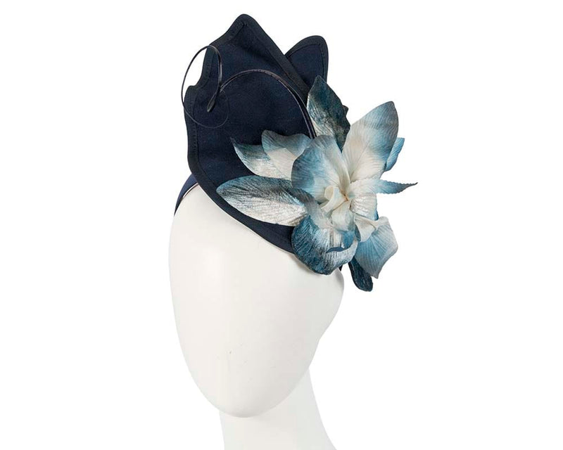 Cupids Millinery Women's Hat Navy Navy cream autumn winter felt fascinator by Fillies Collection