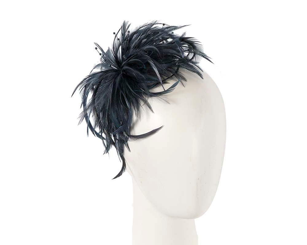 Cupids Millinery Women's Hat Navy Navy custom made feather fascinator comb