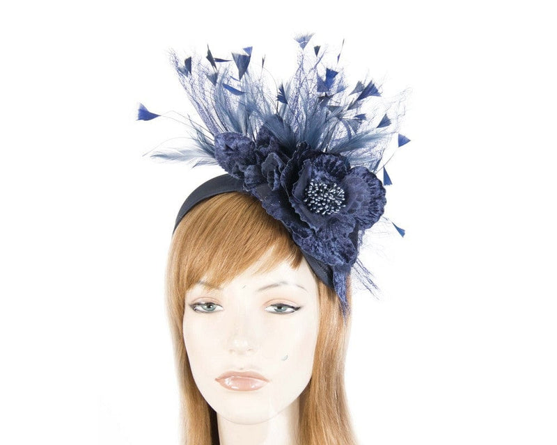 Cupids Millinery Women's Hat Navy Navy designers flower fascinator