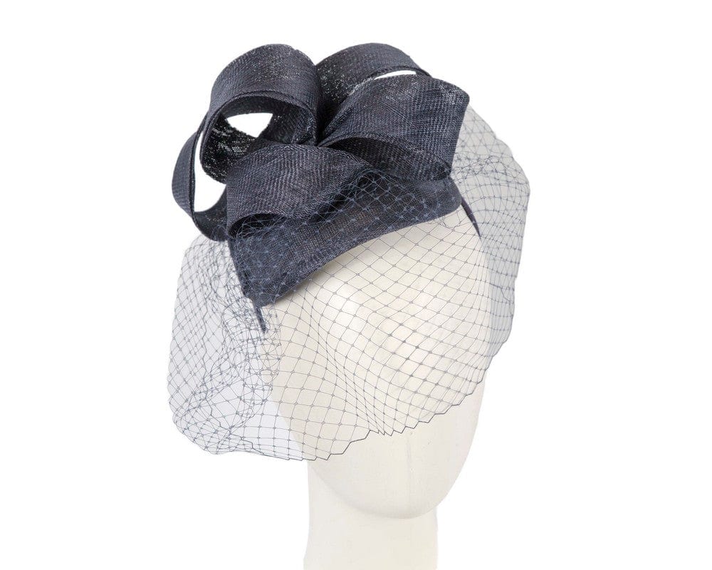 Cupids Millinery Women's Hat Navy Navy fascinator with face veil by Max Alexander