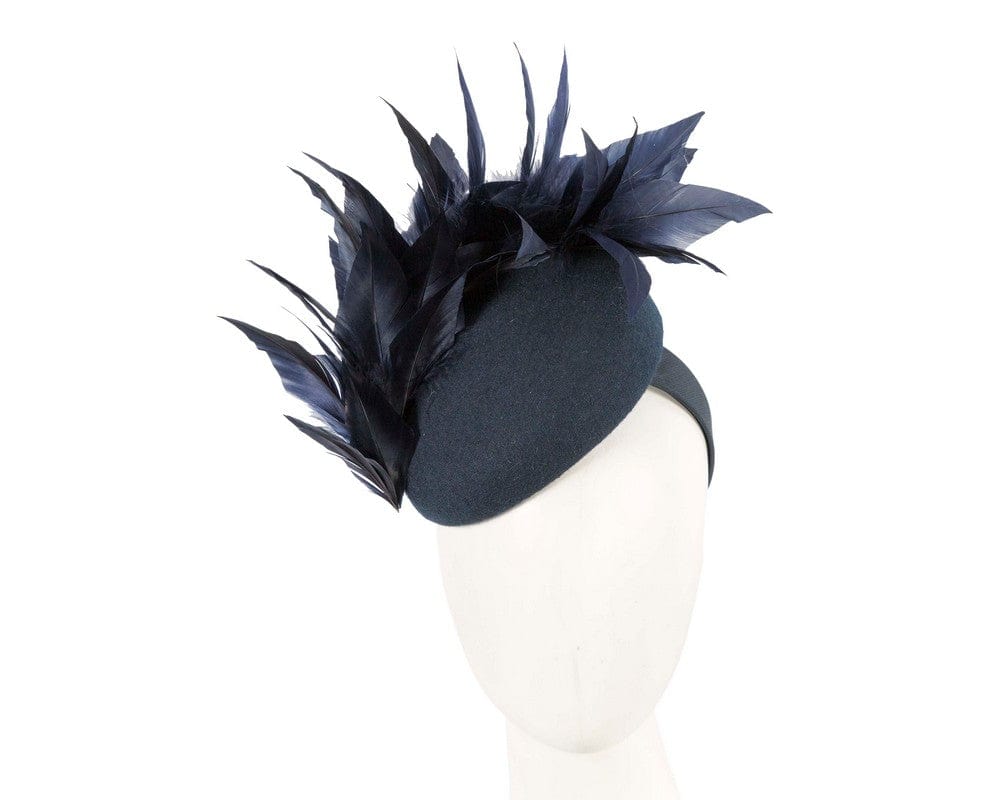 Cupids Millinery Women's Hat Navy Navy feather winter facing fascinator