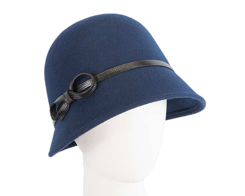 Cupids Millinery Women's Hat Navy Navy felt bucket hat by Max Alexander
