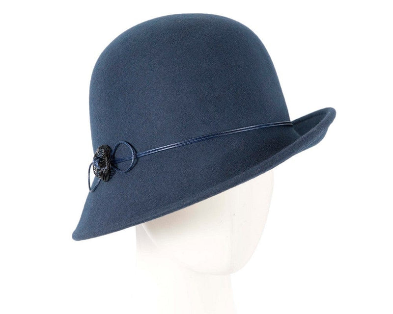 Cupids Millinery Women's Hat Navy Navy felt cloche hat by Max Alexander