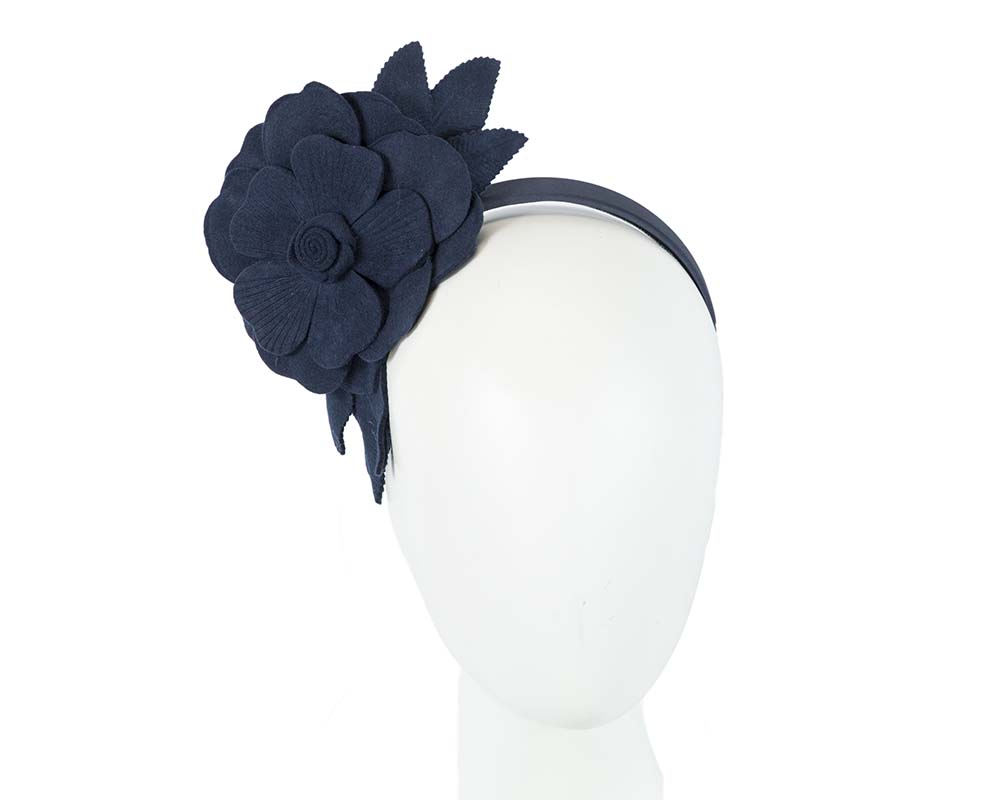 Cupids Millinery Women's Hat Navy Navy felt flower fascinator by Max Alexander