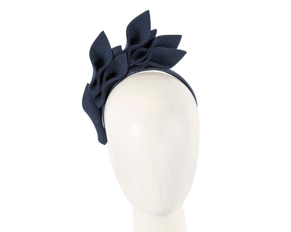 Cupids Millinery Women's Hat Navy Navy felt flowers winter racing fascinator by Max Alexander