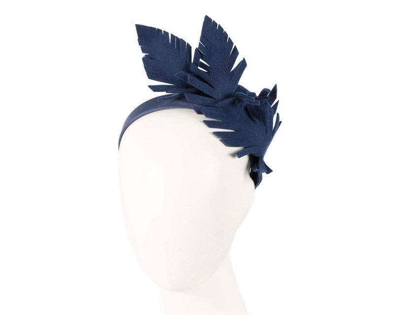 Cupids Millinery Women's Hat Navy Navy felt leafs winter racing fascinator by Max Alexander