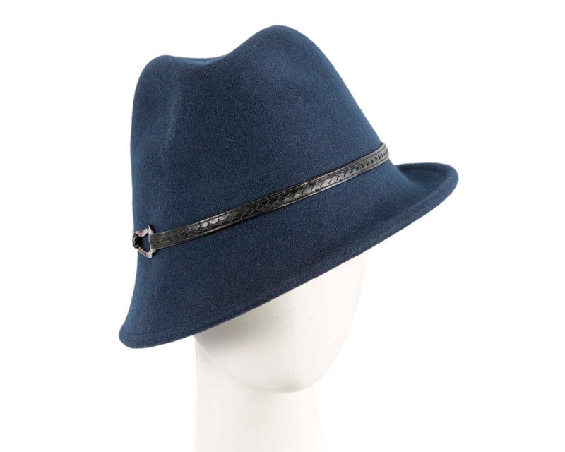 Cupids Millinery Women's Hat Navy Navy felt trilby hat by Max Alexander