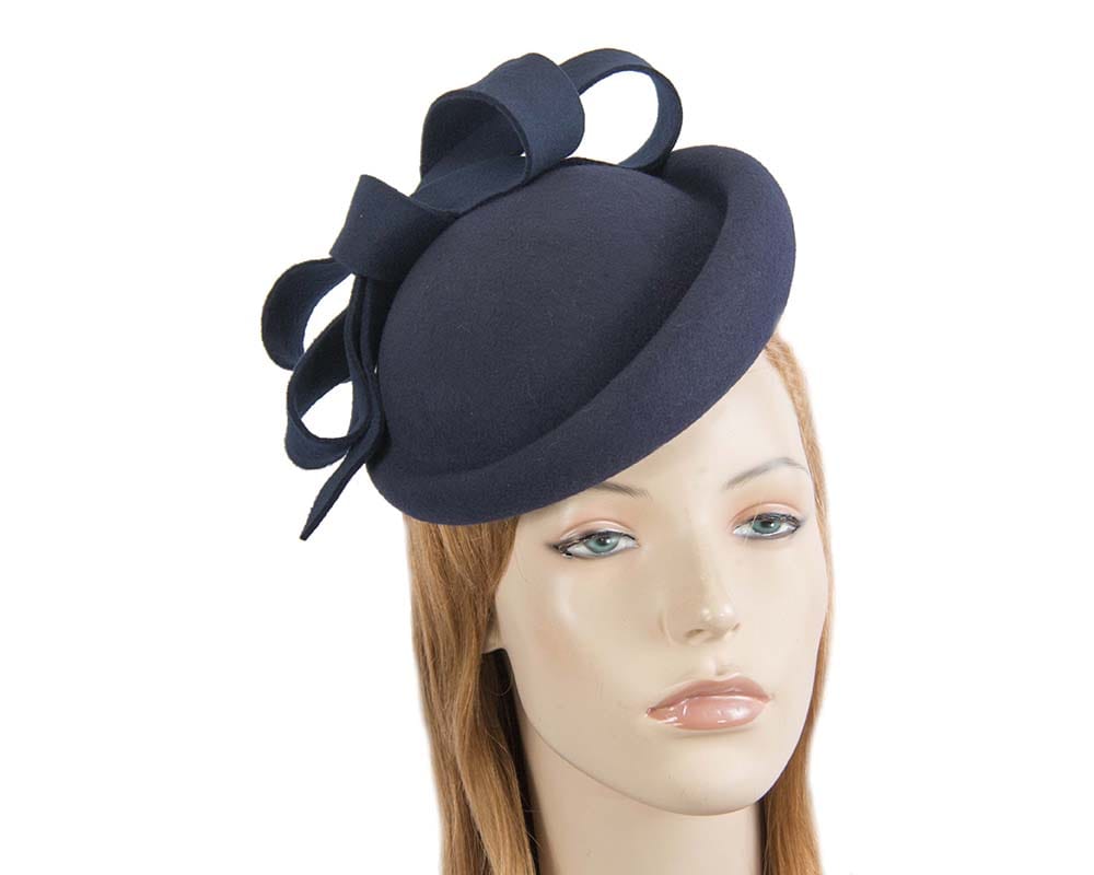 Cupids Millinery Women's Hat Navy Navy felt winter fascinator hat by Fillies Collection