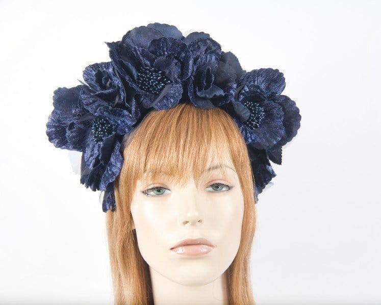 Cupids Millinery Women's Hat Navy Navy flower halo fascinator