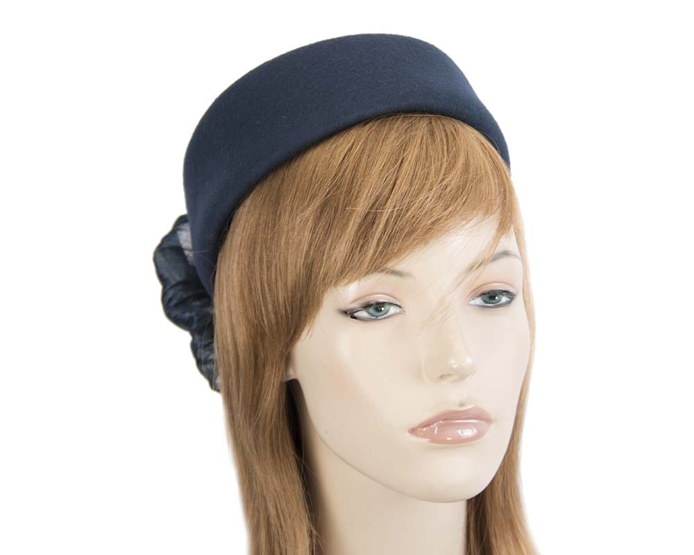 Cupids Millinery Women's Hat Navy Navy Jackie Onassis style felt beret by Fillies Collection