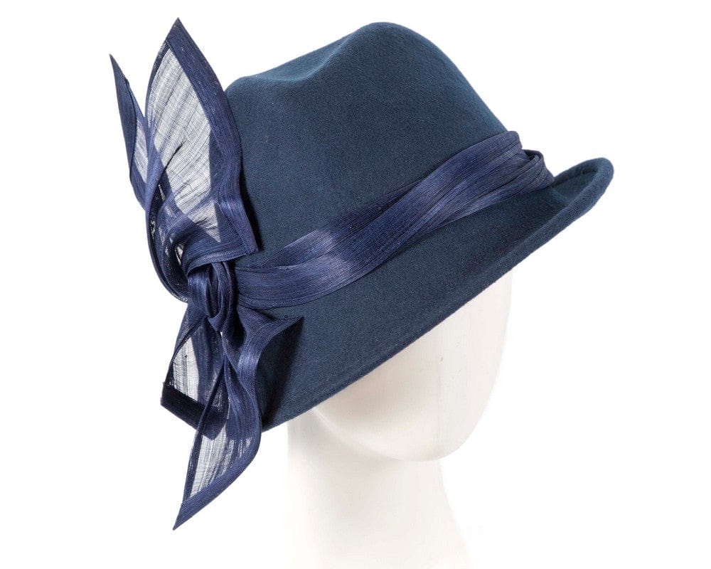 Cupids Millinery Women's Hat Navy Navy ladies winter fashion felt fedora hat by Fillies Collection