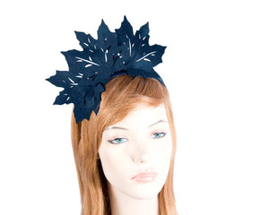 Cupids Millinery Women's Hat Navy Navy laser cut maple leafs on headband