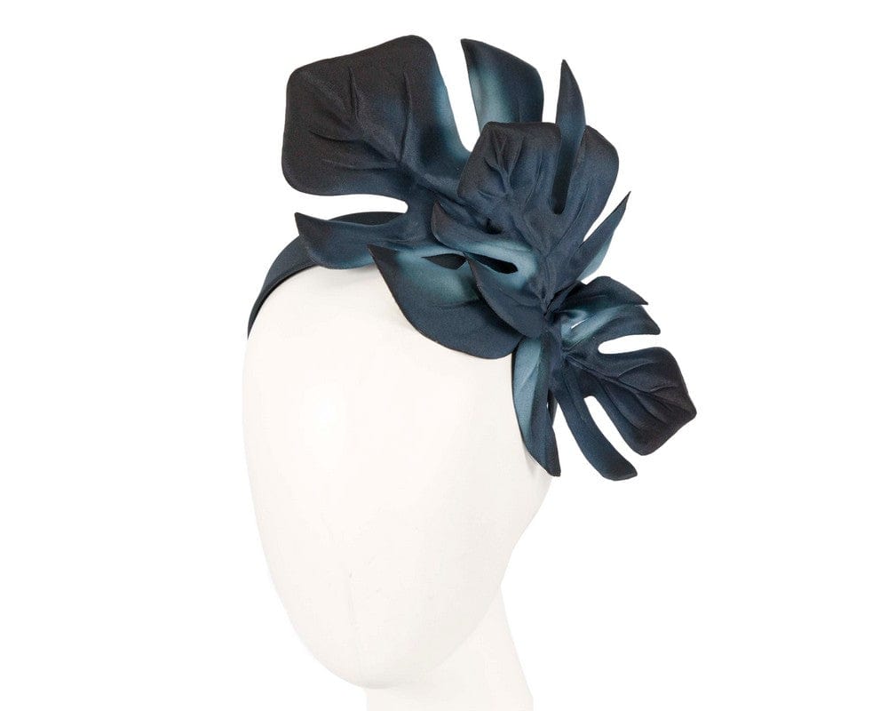 Cupids Millinery Women's Hat Navy Navy monstera leaves fascinator by Max Alexander