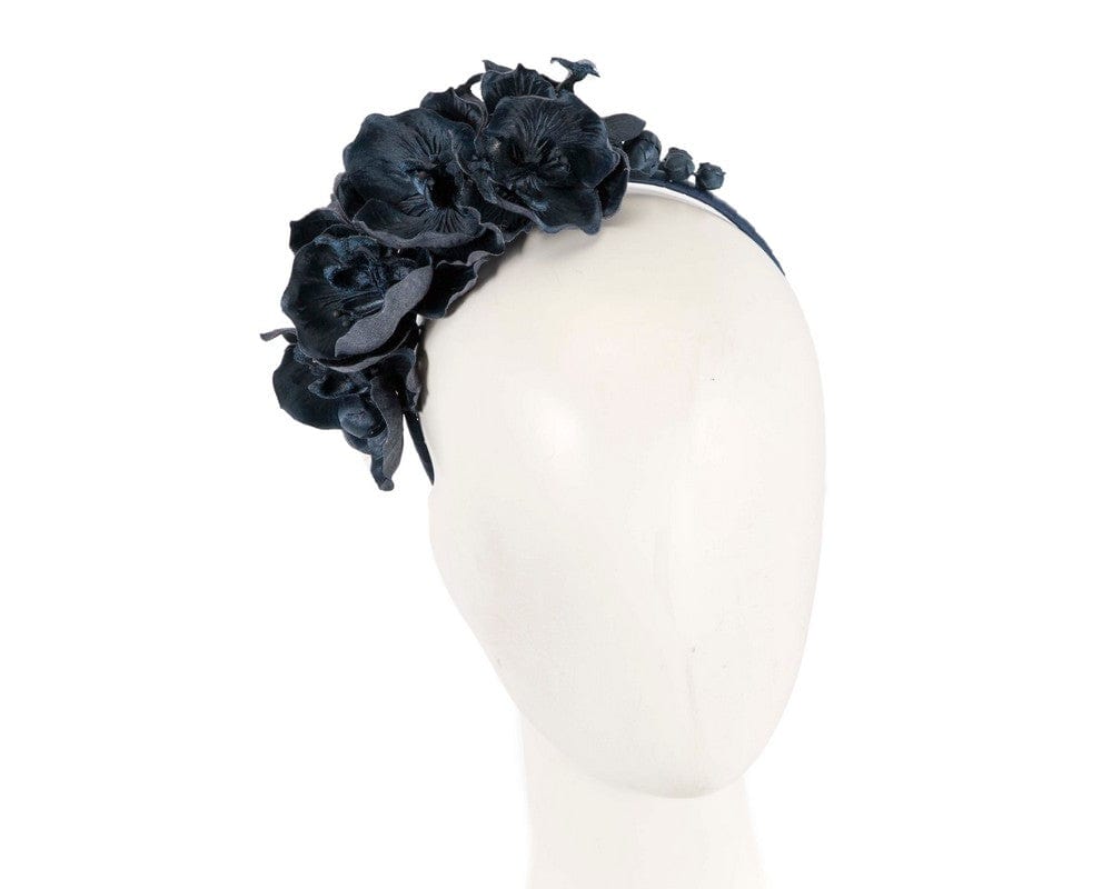 Cupids Millinery Women's Hat Navy Navy orchid flower headband fascinator