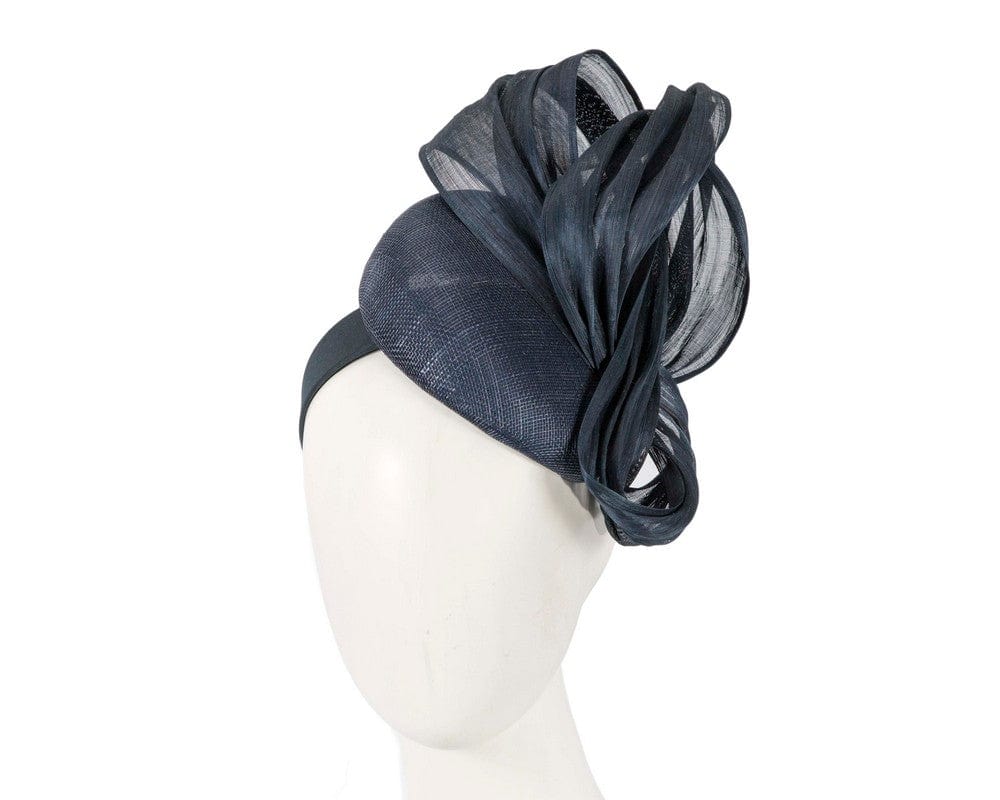 Cupids Millinery Women's Hat Navy Navy pillbox fascinator with silk abaca bow by Fillies Collection