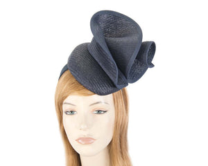 Cupids Millinery Women's Hat Navy Navy pillbox sculptured fascinator