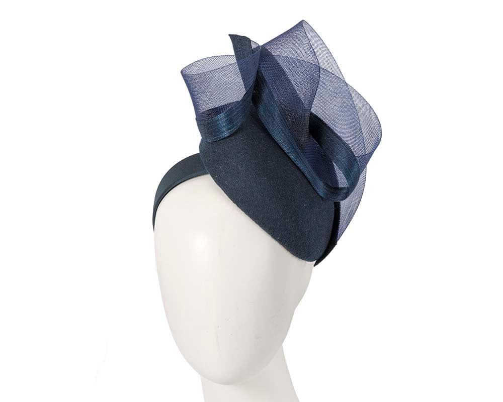 Cupids Millinery Women's Hat Navy Navy pillbox winter racing fascinator