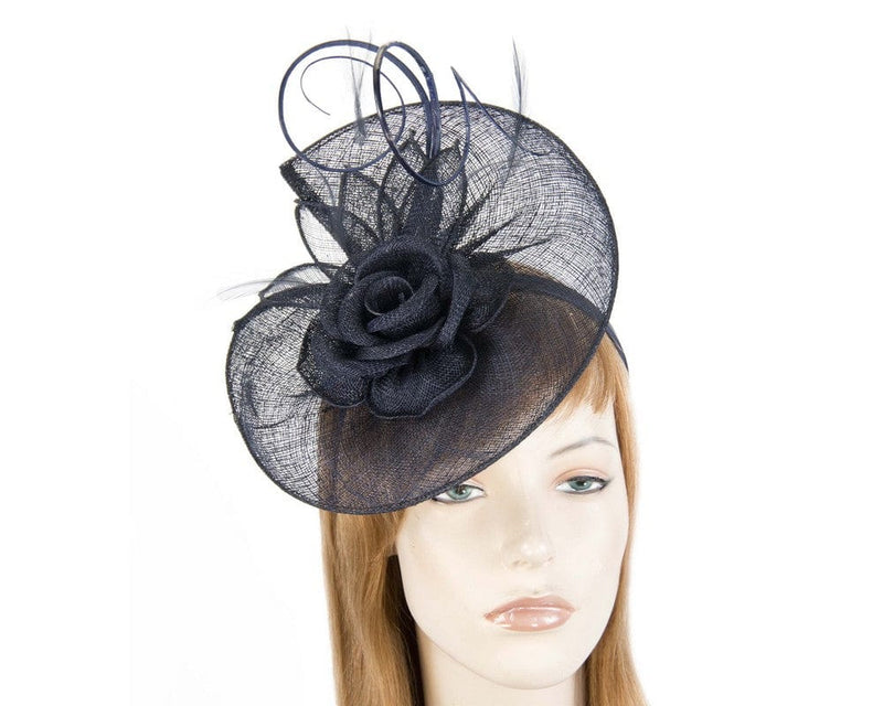 Cupids Millinery Women's Hat Navy Navy sinamay fascinator by Max Alexander