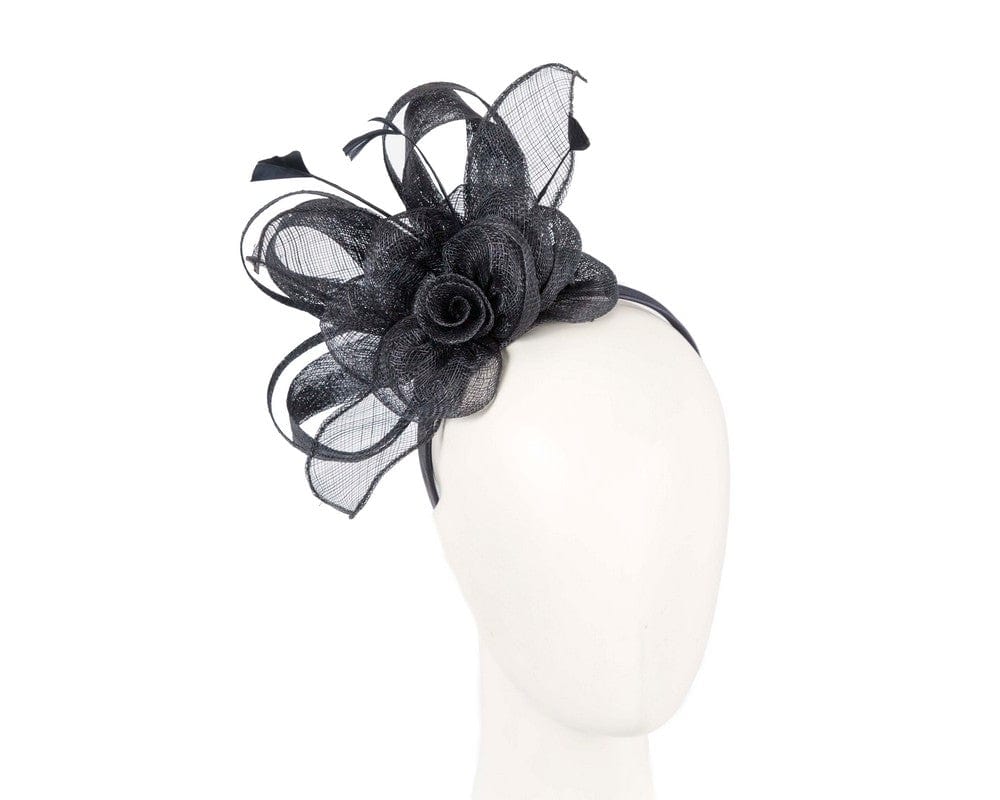 Cupids Millinery Women's Hat Navy Navy sinamay flower fascinator by Max Alexander