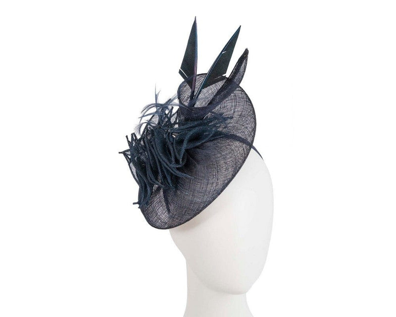 Cupids Millinery Women's Hat Navy Navy sinamay racing fascinator by Max Alexander