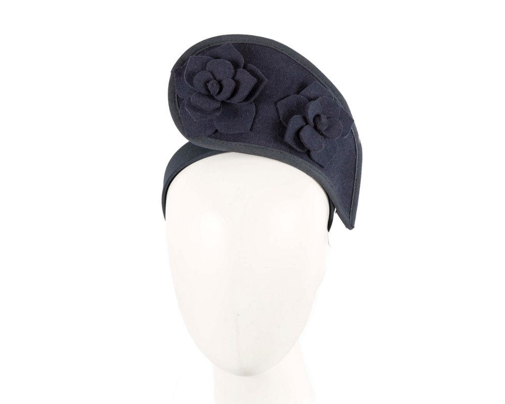 Cupids Millinery Women's Hat Navy Navy tall winter racing crown fascinator