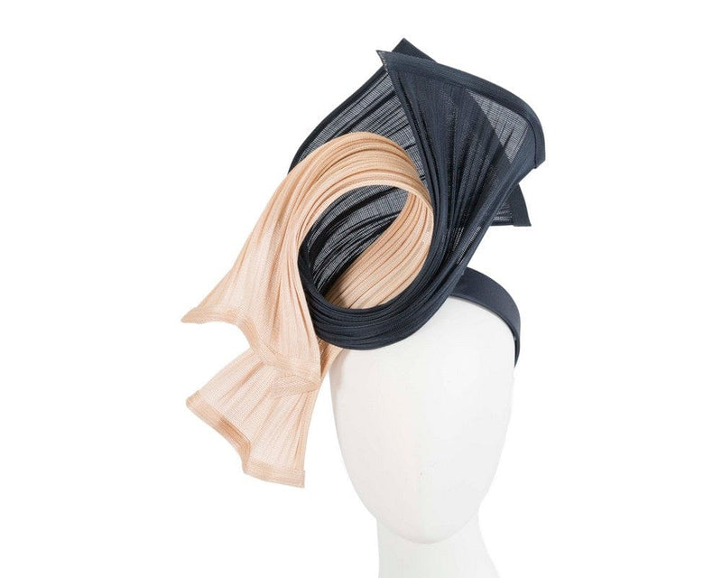 Cupids Millinery Women's Hat Navy/Nude Bespoke navy & nude jinsin racing fascinator by Fillies Collection