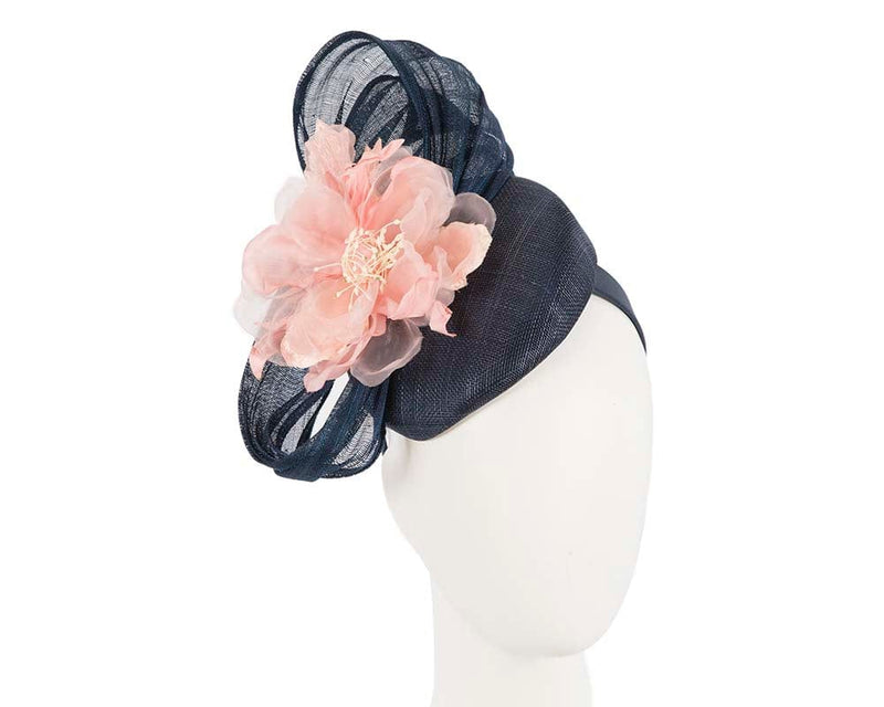 Cupids Millinery Women's Hat Navy/Pink Astonishing navy & pink pillbox racing fascinator by Fillies Collection