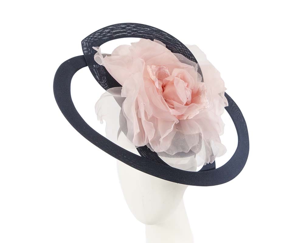 Cupids Millinery Women's Hat Navy/Pink Bespoke large navy and pink racing fascinator by Fillies Collection