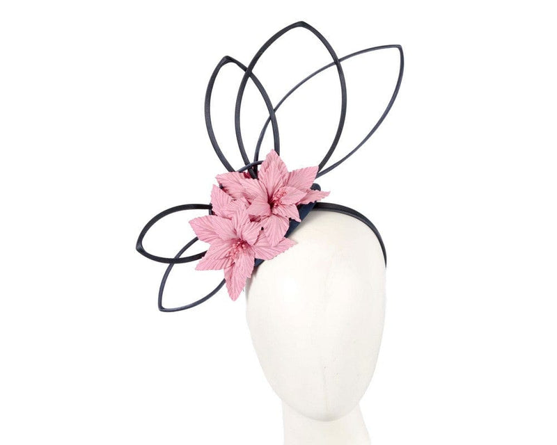 Cupids Millinery Women's Hat Navy/Pink Bespoke navy & pink fascinator by Max Alexander