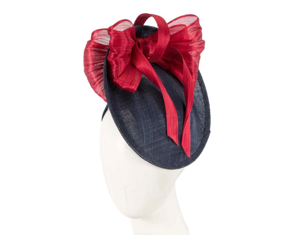 Cupids Millinery Women's Hat Navy/Red Navy & red fascinator with bow by Fillies Collection