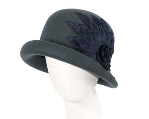 Cupids Millinery Women's Hat Navy/Silver Blue grey winter fashion hat by Max Alexander