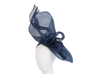 Cupids Millinery Women's Hat Navy Tall navy bespoke racing fascinator by Fillies Collection