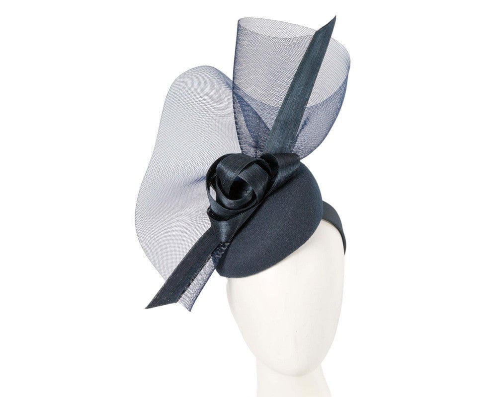 Cupids Millinery Women's Hat Navy Tall navy winter racing fascinator by Fillies Collection