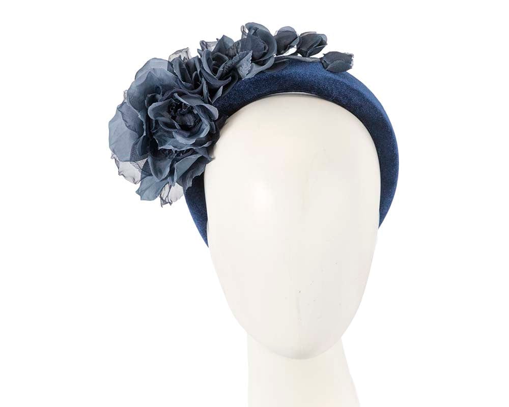 Cupids Millinery Women's Hat Navy Velvet navy flower headband by Max Alexander