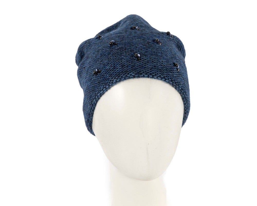 Cupids Millinery Women's Hat Navy Warm European made woven navy beanie