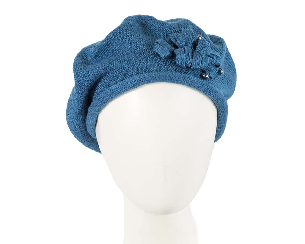 Cupids Millinery Women's Hat Navy Woolen woven blue beret by Max Alexander