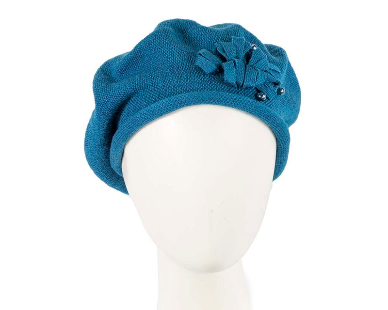 Cupids Millinery Women's Hat Navy Woolen woven blue beret by Max Alexander