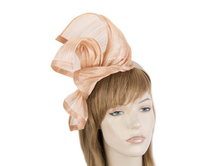 Cupids Millinery Women's Hat Nude Bespoke nude silk abaca racing fascinator by Fillies Collection