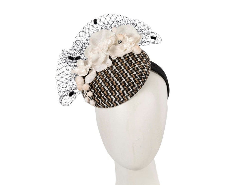 Cupids Millinery Women's Hat Nude/Cream Winter racing pillbox fascinator by Fillies Collection