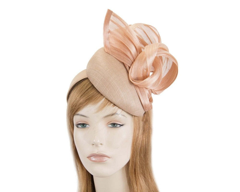 Cupids Millinery Women's Hat Nude Elegant nude pillbox racing fascinator by Fillies Collection